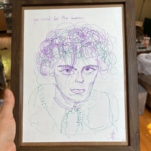 Pink Floyd Art / Syd Barrett Portrait Sketch with Brown Frame